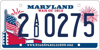 MD license plate 2AD0275