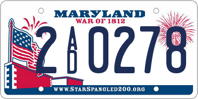 MD license plate 2AD0278