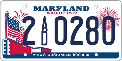 MD license plate 2AD0280
