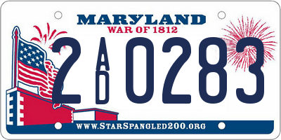 MD license plate 2AD0283