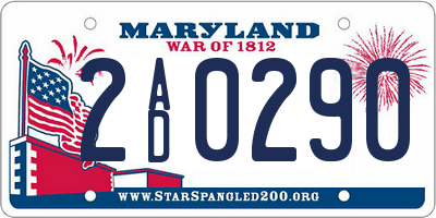 MD license plate 2AD0290