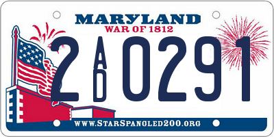 MD license plate 2AD0291