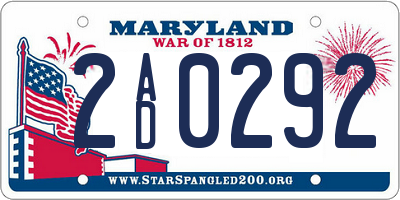 MD license plate 2AD0292