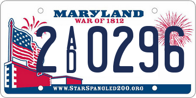 MD license plate 2AD0296