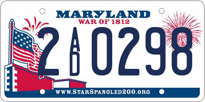 MD license plate 2AD0298