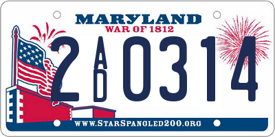 MD license plate 2AD0314