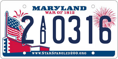 MD license plate 2AD0316