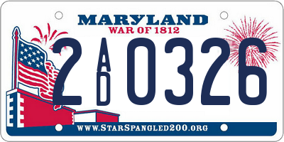 MD license plate 2AD0326