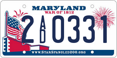 MD license plate 2AD0331