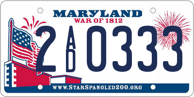MD license plate 2AD0333