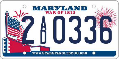 MD license plate 2AD0336