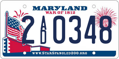 MD license plate 2AD0348