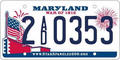 MD license plate 2AD0353