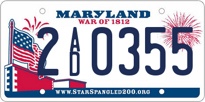 MD license plate 2AD0355