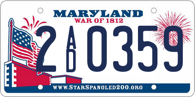 MD license plate 2AD0359