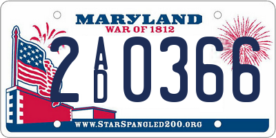 MD license plate 2AD0366
