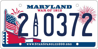MD license plate 2AD0372