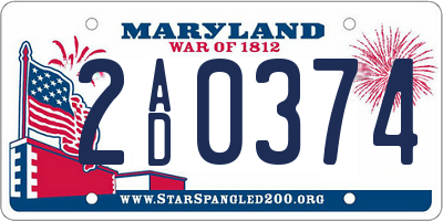 MD license plate 2AD0374