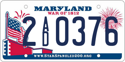 MD license plate 2AD0376