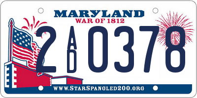 MD license plate 2AD0378