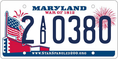 MD license plate 2AD0380