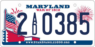 MD license plate 2AD0385