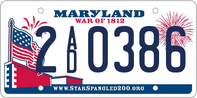 MD license plate 2AD0386