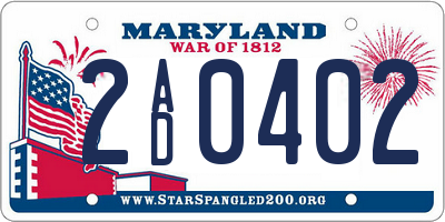 MD license plate 2AD0402