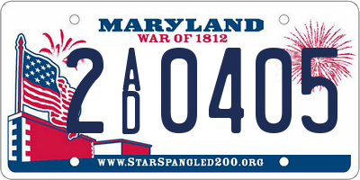 MD license plate 2AD0405