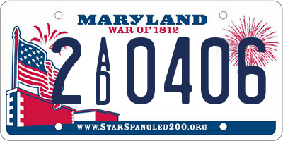 MD license plate 2AD0406