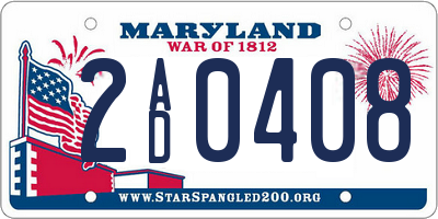 MD license plate 2AD0408