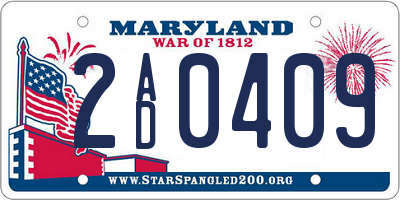 MD license plate 2AD0409