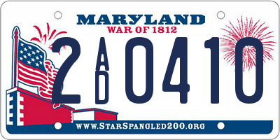 MD license plate 2AD0410