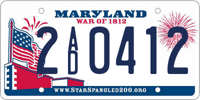 MD license plate 2AD0412