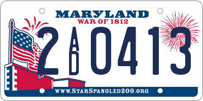 MD license plate 2AD0413