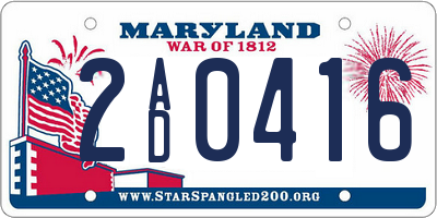 MD license plate 2AD0416