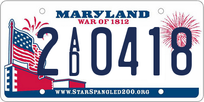 MD license plate 2AD0418