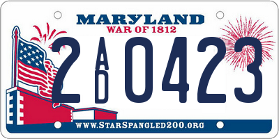 MD license plate 2AD0423