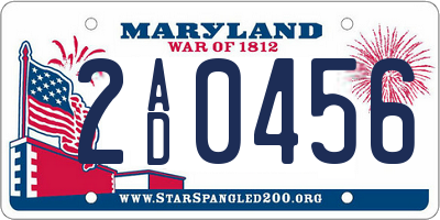 MD license plate 2AD0456