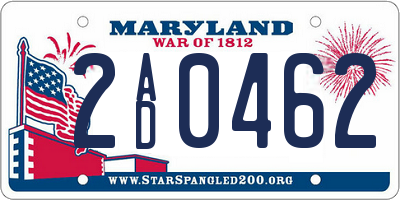 MD license plate 2AD0462