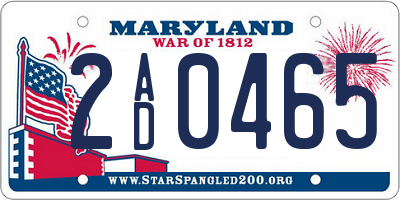 MD license plate 2AD0465