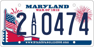 MD license plate 2AD0474