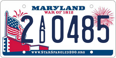 MD license plate 2AD0485