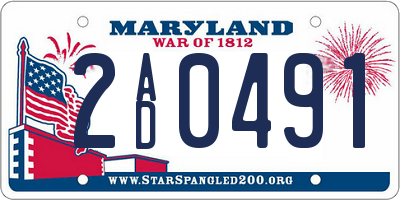 MD license plate 2AD0491