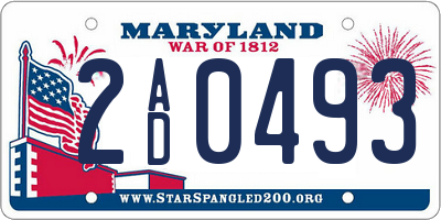 MD license plate 2AD0493