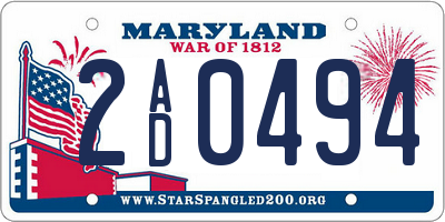 MD license plate 2AD0494