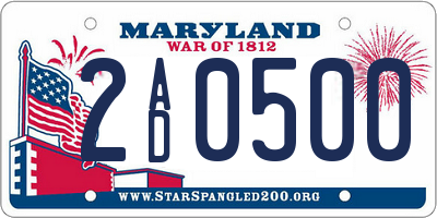 MD license plate 2AD0500