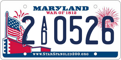 MD license plate 2AD0526