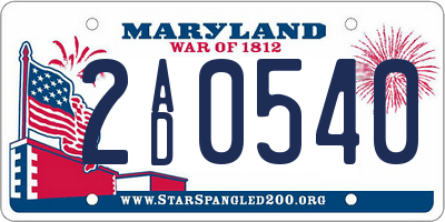 MD license plate 2AD0540