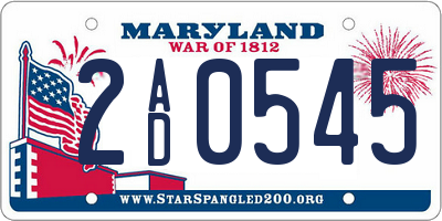 MD license plate 2AD0545